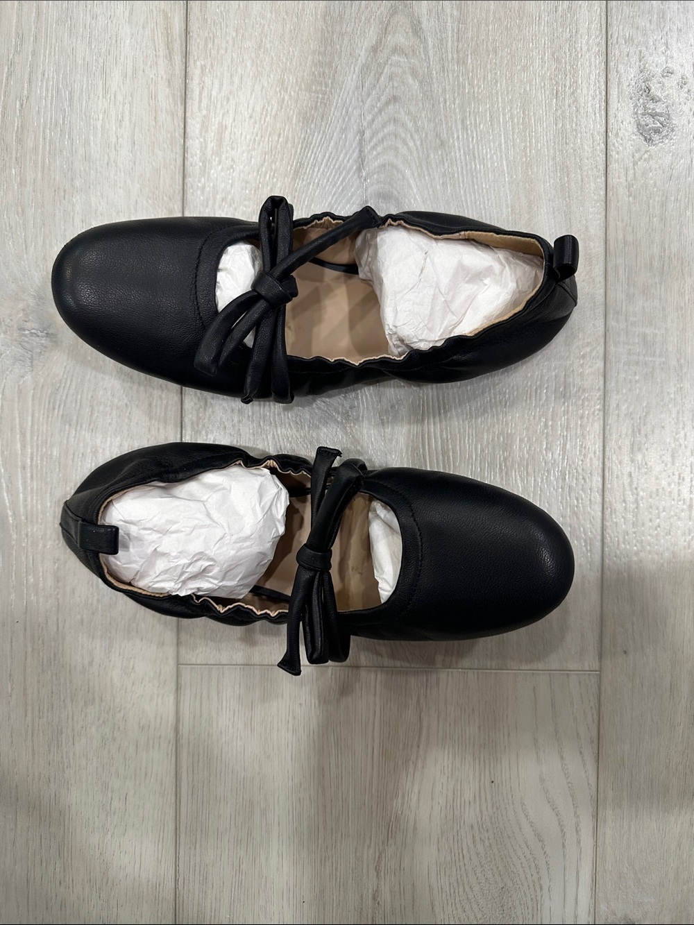 Silent D Bella Black Leather Ballet Flats Bow Shoes Size 39